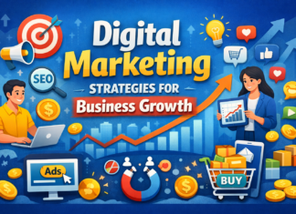 Tips And Tricks For Beginners Of SEO (Search Engine Optimization) Services Digital marketing strategies showing SEO, online ads, social media, and business growth